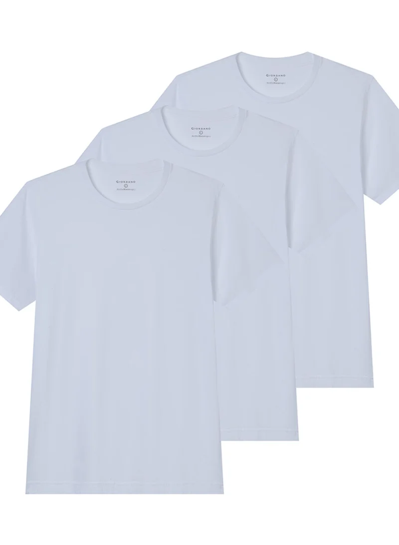 جيوردانو Men’s Slim Cotton Crew Neck Tee 3‑Pack Essentials